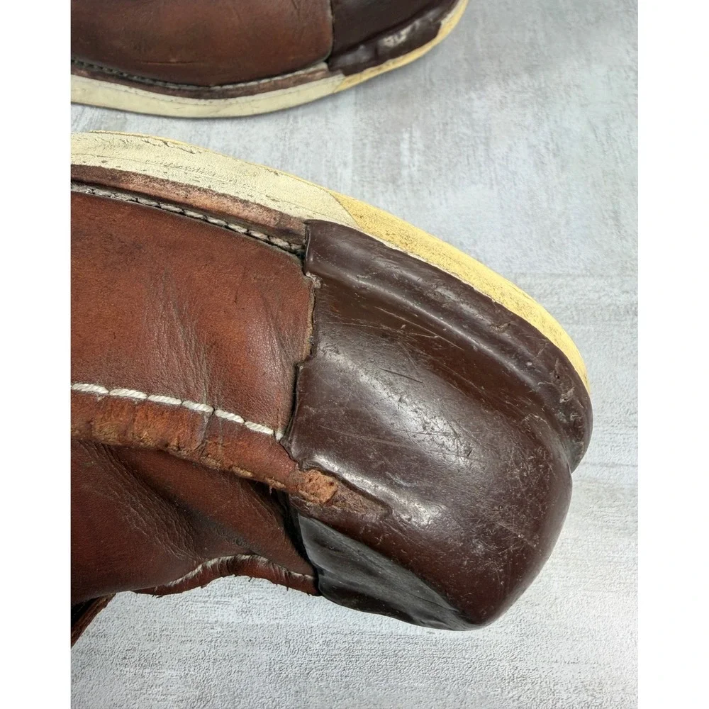 Red Wing ASTM F2892-18 EH 405 10.5 D Brown Leather Tuff Toe Work Boots *READ